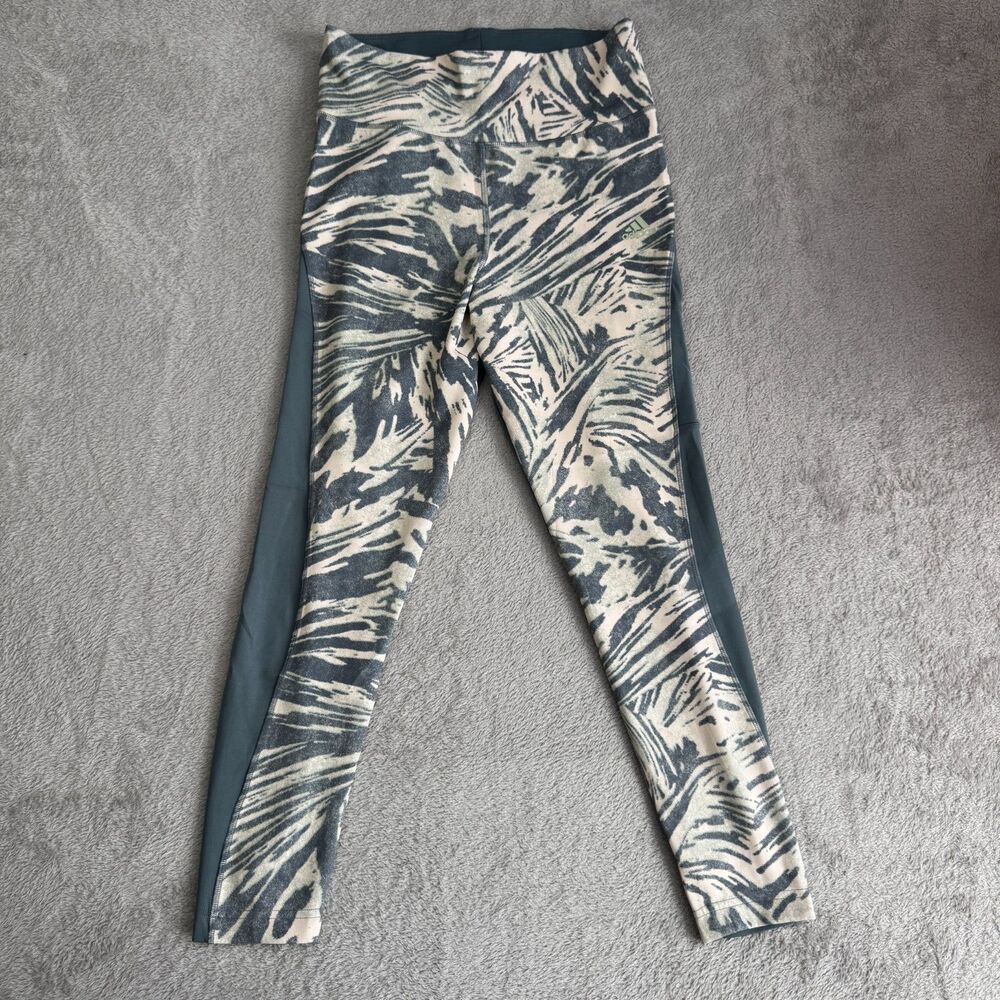 Adidas Aeroready U4U 7/8 Running Leggings Womens Medium Teal Beige High Waisted